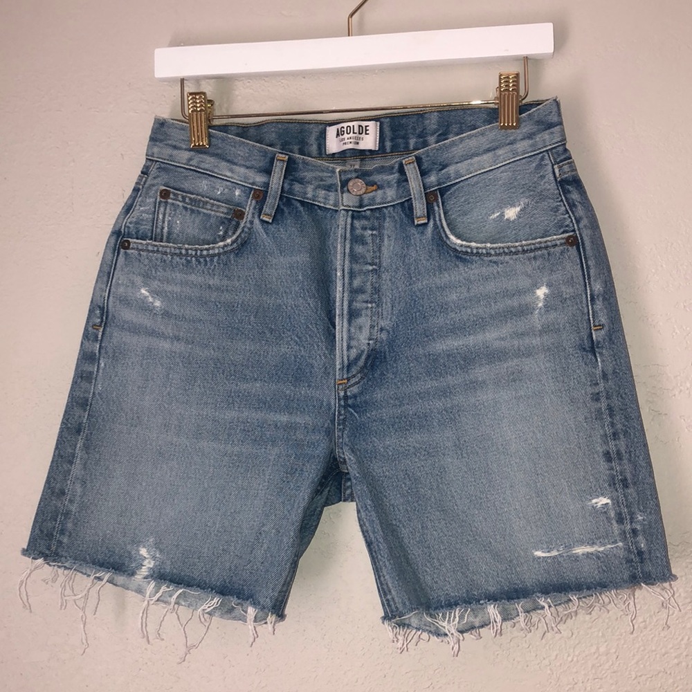 Agolde Rumi Distressed Cutoff Denim Jean Shorts. Size 27